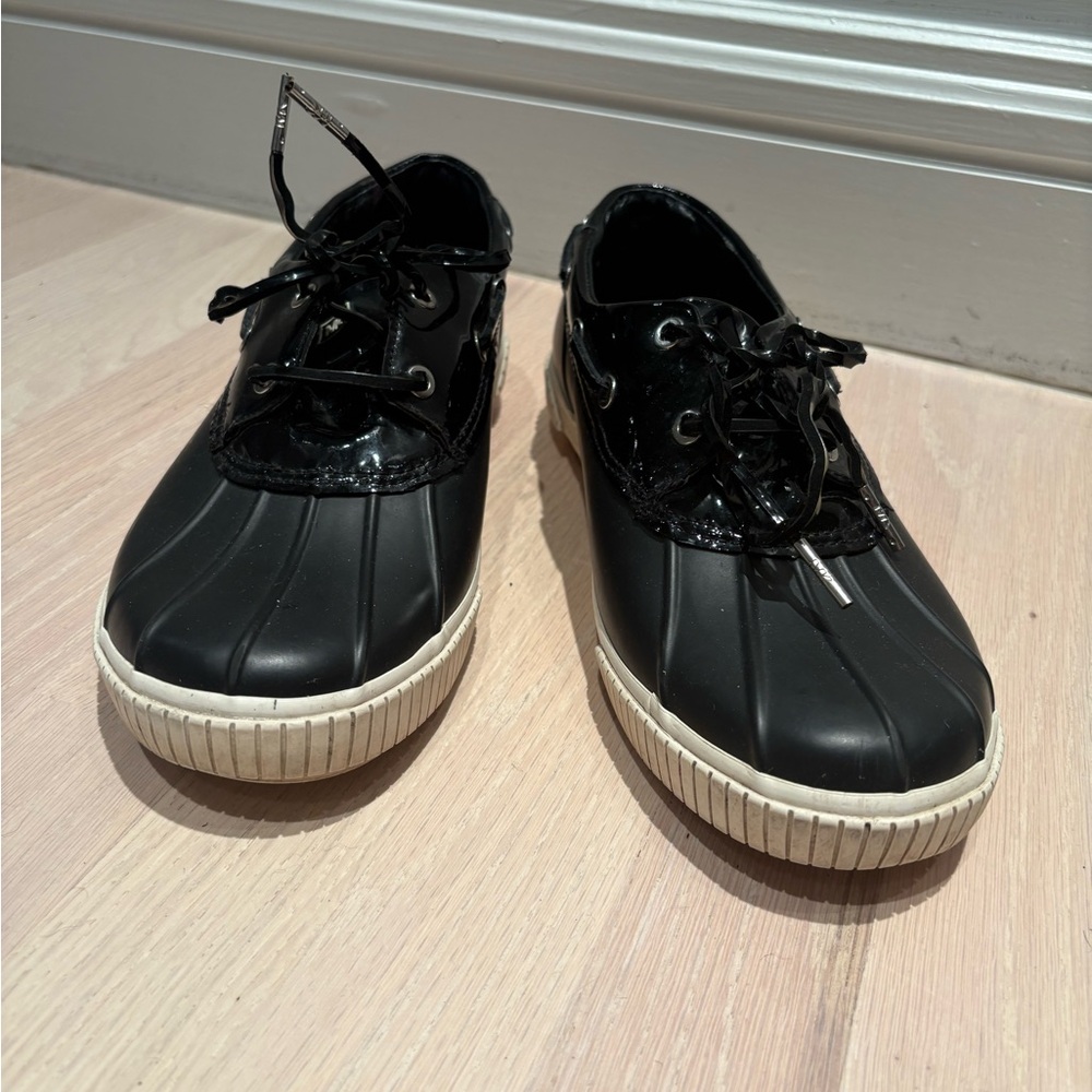 Michael Kors Black and White Winter Rain Boots